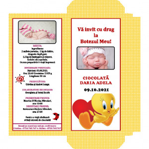 Invitatie Botez Cutie de Ciocolata Tweety F