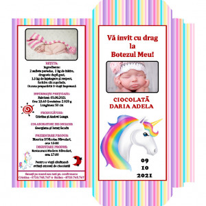 Invitatie Botez Cutie de Ciocolata Unicorn 2