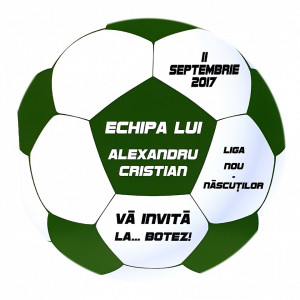 Invitatie Botez Fotbal Alb-Verde