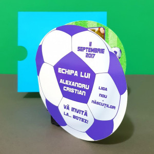 Invitatie Botez Fotbal Alb-Violet
