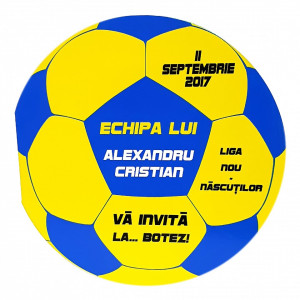 Invitatie Botez Fotbal Galben-Albastru