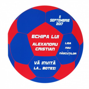 Invitatie Botez Fotbal Rosu-Alb-Albastru
