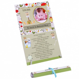 Invitatie Botez Papirus Girafa