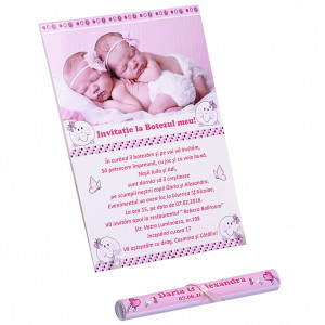 Invitatie Gemeni Papirus 2-Bebeluse Var 1