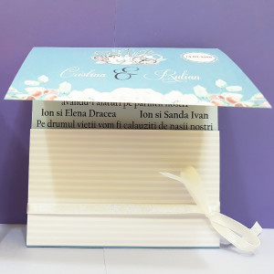 Invitatie Nunta Florale Vintage Albastru