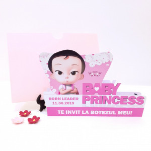 Invitatii Botez Contur Baby Princess 6