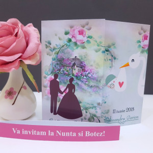 Invitatie 2 in 1 Nunta-Botez Vintage NB12