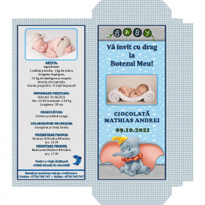 Invitatie Botez Cutie de Ciocolata Dumbo