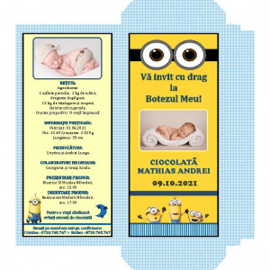 Invitatie Botez Cutie de Ciocolata Minions