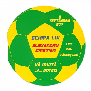 Invitatie Botez Fotbal Galben-Verde