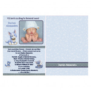 Invitatie Botez Papirus Animalute Plusate