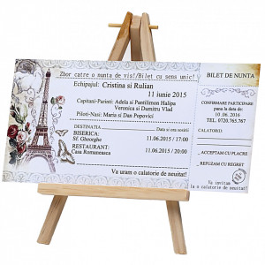 Invitatie Nunta BBS7 Bilet de Calatorie Paris