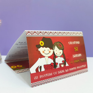Invitatie Nunta Florale Traditional Romanesc