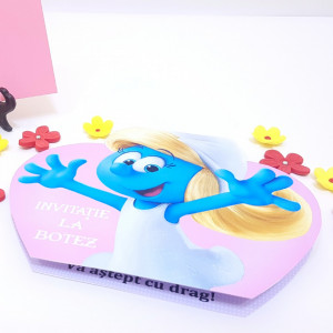 Invitatii Botez Contur Strumfita 3