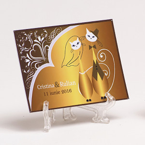 Marturie Nunta Magnet Pisici Gold