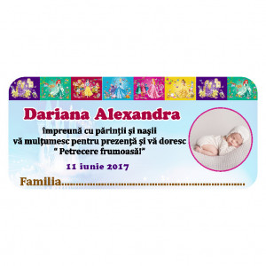 Plic Botez cu Foto Printese de Poveste