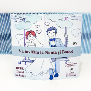Invitatie 2 in 1 Nunta-Botez Regal NB12