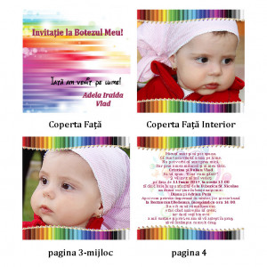 Invitatie Botez Carticica Creioane Colorate Roz