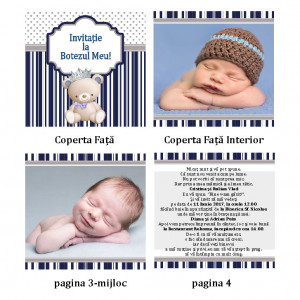 Invitatie Botez Carticica Ursulet Regal