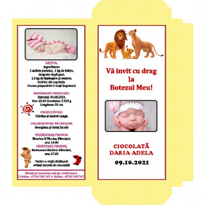 Invitatie Botez Cutie de Ciocolata Lion King F