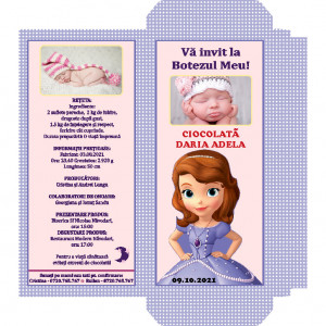 Invitatie Botez Cutie de Ciocolata Printesa Sofia 3