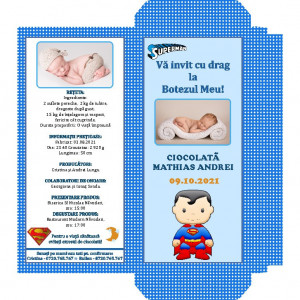 Invitatie Botez Cutie de Ciocolata Superman 5