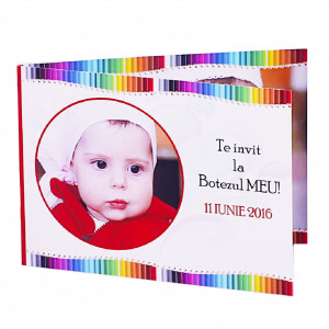 Invitatie Botez Dubla Creioane Colorate 1