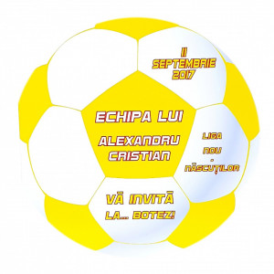 Invitatie Botez Fotbal Alb-Galben