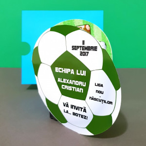 Invitatie Botez Fotbal Alb-Verde