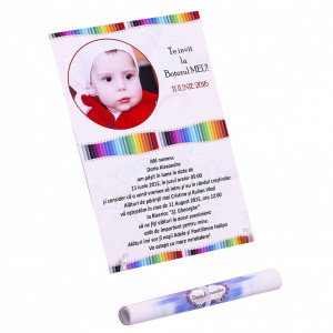 Invitatie Botez Papirus Creioane Colorate 2