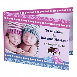Invitatie Gemeni Dubla Bebelus-Bebelusa Var 4