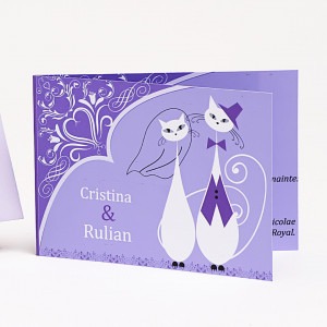Invitatie Nunta Pisici Lila