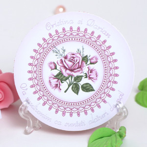 Marturie Nunta Magnet Rotund Roses