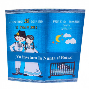 Invitatie 2 in 1 Nunta-Botez Regal NB5
