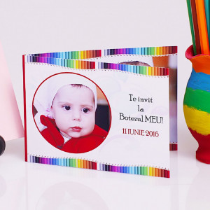 Invitatie Botez Dubla Creioane Colorate 1