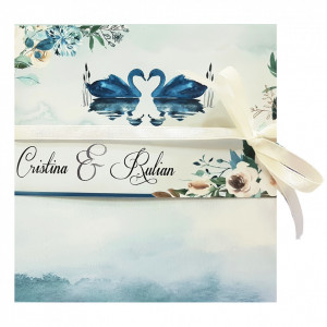 Invitatie Nunta Florale Lebede