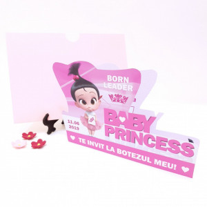 Invitatii Botez Contur Baby Princess 2