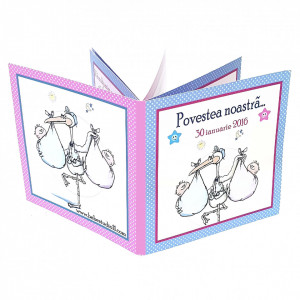 Marturie Gemeni Carticica Bebe Albastru-Roz Var 3
