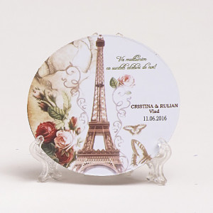 Marturie Nunta Magnet Rotund Paris in Love 1