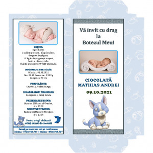 Invitatie Botez Cutie de Ciocolata Animalute Plusate