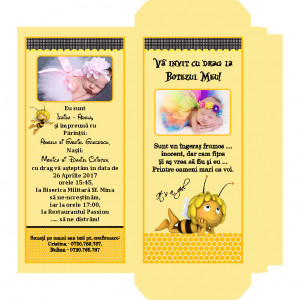 Invitatie Botez Cutie de Ciocolata Maya Albinuta