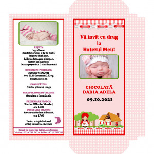 Invitatie Botez Cutie de Ciocolata Scufita Rosie 1