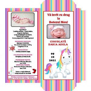 Invitatie Botez Cutie de Ciocolata Unicorn 1