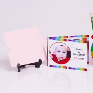 Invitatie Botez Dubla Creioane Colorate 1