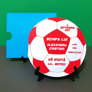 Invitatie Botez Fotbal Alb-Rosu