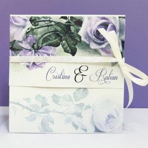 Invitatie Nunta Florale Trandafiri Mov