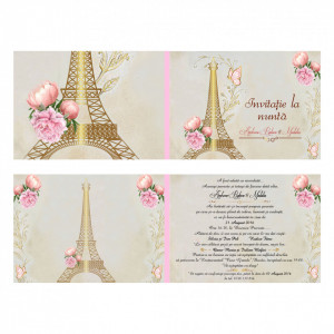 Invitatie Nunta Paris In Gold