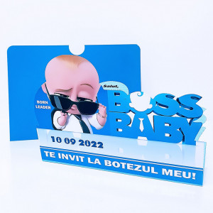 Invitatii pentru botez cu tematica baby boss marca bebestudio