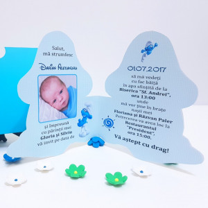 Invitatii Botez Contur Strumf 10