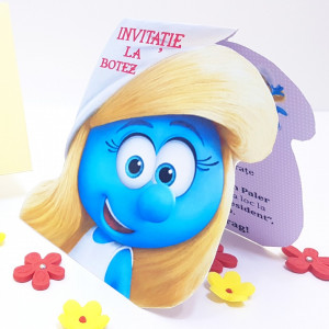 Invitatii Botez Contur Strumfita 5